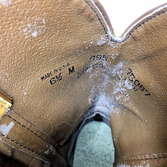 Vintage Tan Brown Leather Mid Calf Cowboy Boots - Picture 7 of 8